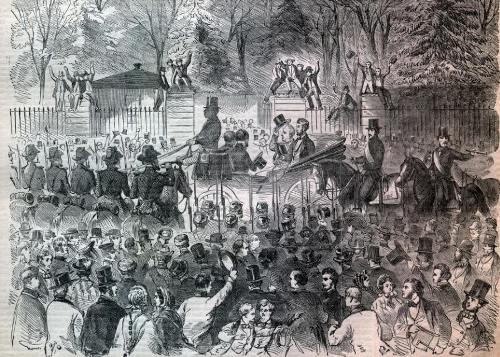 \<a href=\"http://www.sonofthesouth.net/leefoundation/civil-war/abraham-lincoln-inauguration-1861.htm\"\>Harper\'s Weekly\<\/a\> illustration of the inauguration procession.
