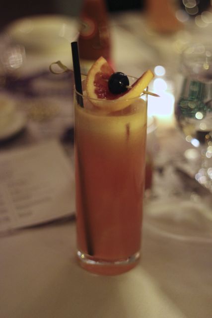 The classic Hurricane cocktail made with Cana Brava Rum, Matusalem Rum, passion fruit, blood orange, and lime.
