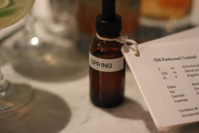 Each guest received a bottle of spring bitters and cocktail recipe cards.