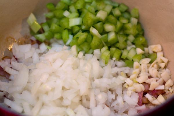 Add the onion, celery and garlic.  Cook for about 5 minutes.