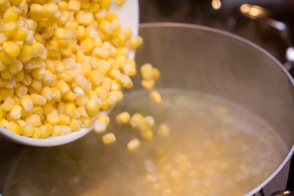 Add the corn and then let simmer for 5 minutes.