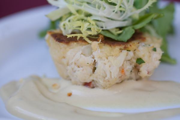 Not from a cooking demonstration - but we managed to snag a crabcake from Chaise Lounge.