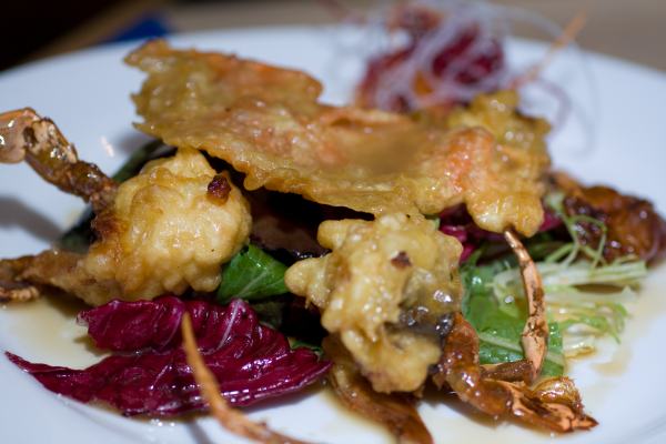 Soft Shell Crab - Deep fried soft shell crab on bed of spring mix tossed with citrus based ponzu sauce.