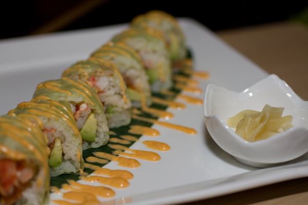 Kohan Dynamite - Spicy tuna, spicy King Crab and avocado wrapped in a soy sheet.