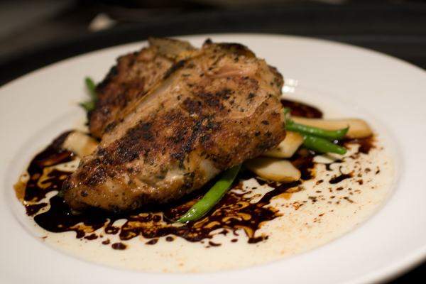 Veal - veal porterhouse grilled over hardwood charcoal, french green beans, trumpet royale mushrooms, balsamic brown butter