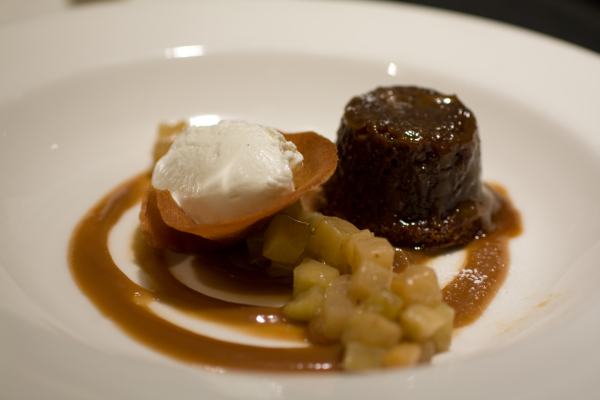 Sticky Toffee Pudding - warm medjool date cake, spiced apple and pear compote, crÃ¨me fraiche chantilly 10
