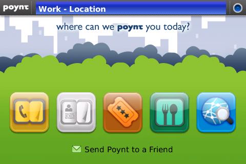 Poynt for Blackberry:  The opening screen for Poynt.
