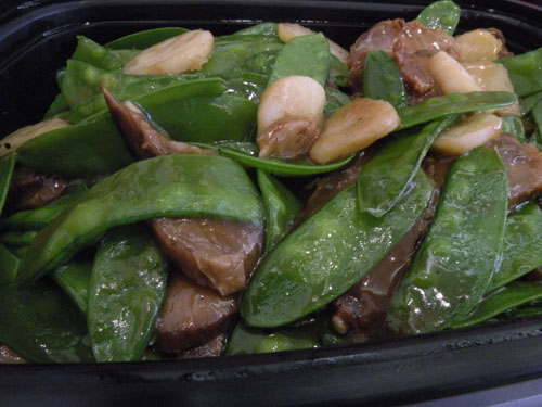 Roast Pork with Snow Peas: another perfectly seasoned dish for an unseasonably mild day. No need for extra soy or spice for this dish. The pork was a little overcooked, however.