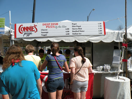 Connie\'s Pizza is always a hit-or-miss proposition. If you visit the flagship restaurant on Archer, Connie\'s is a hit. Sadly, this was Pitchfork and what Connie\'s was serving up was just a step above what they serve at both Wrigley Field and Sox Park.