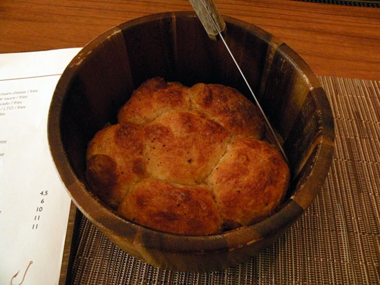 Complimentary \"monkey bread\" is a twist on sweet rolls, made even sweeter with the addition of star anise.