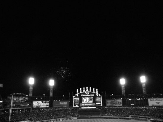 The fireworks wind down after Jim Thome\'s seventh-inning home run that gave the Sox the lead.