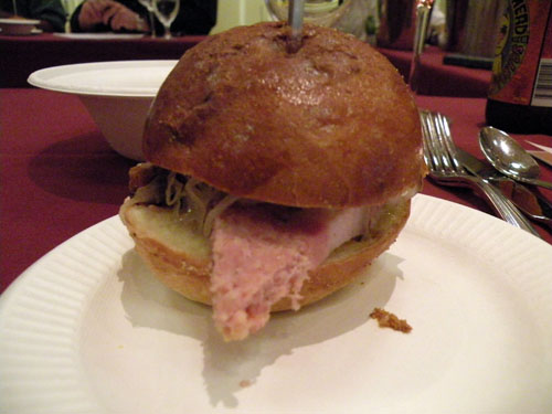 From the Bristol: a porchetta sandwich w/homemade sauerkraut.
