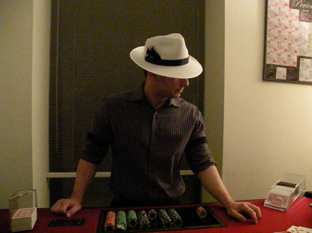 The blackjack dealer early in the evening.