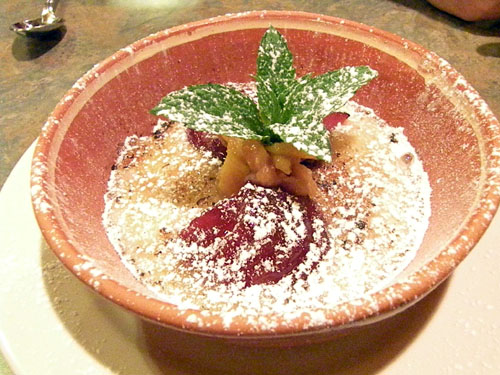 Rice Pudding w/sangria-poached pears (Chuck Sudo)