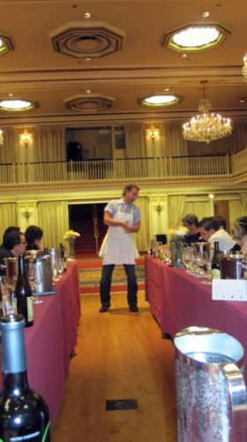 Chef Stephen Dunne of VOLO and Paramount Room addresses the judges panel.