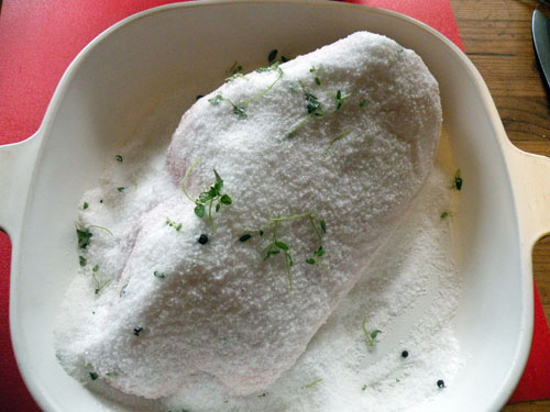 The jowl is now curing in the mix in a covered casserole for 5-7 days.  Then it\'ll be ready for hanging.