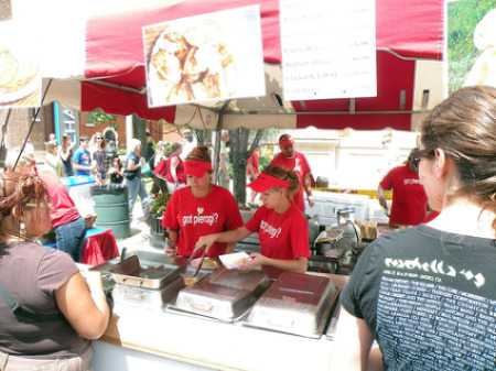 Our Town\'s Kasia\'s Deli was a ubiquitous presence at Pierogi Fest, with two booths doing brisk business.