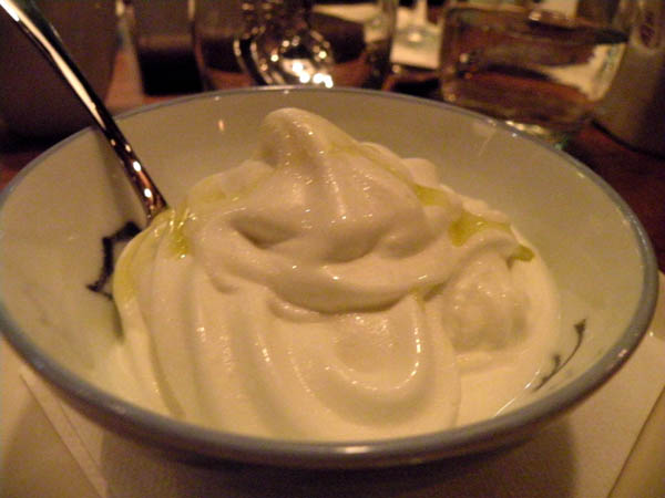 Vanilla ice cream with an Extra Virgin Olive Oil drizzle.