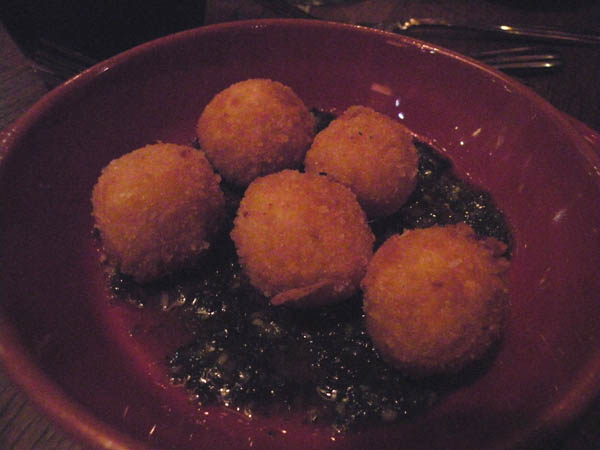 Winter squash and goat cheese arancini with sage pesto