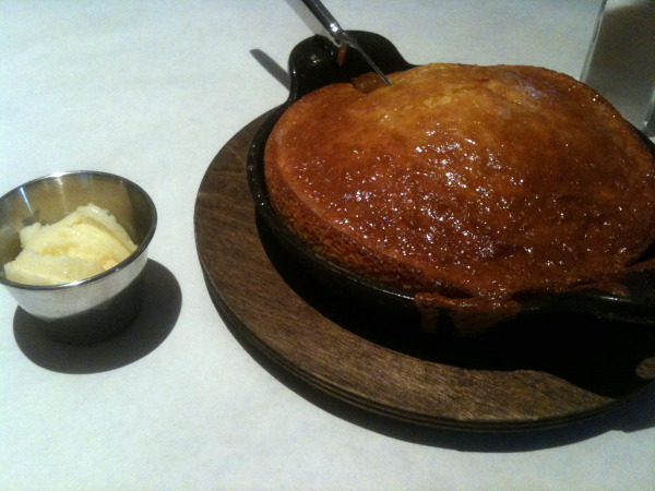 RB Grille\'s complimentary cornbread, served with honey whipped butter.