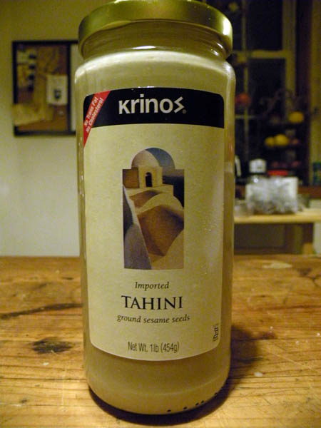 Tahini sauce, available at any supermarket.