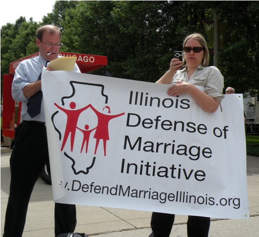 Peter La Barbera of Americans for the Truth about Homosexuality, left, and \"Cao.\" (Chuck Sudo/Chicagoist)