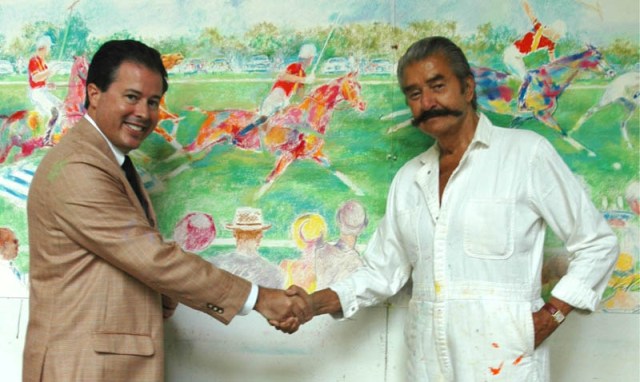 David McLane with LeRoy Neiman and the mural he created for Triple Crown of Polo (\<a href=\"http://creativecommons.org/licenses/by/3.0/\"\>Creative Commons License\<\/a\>)