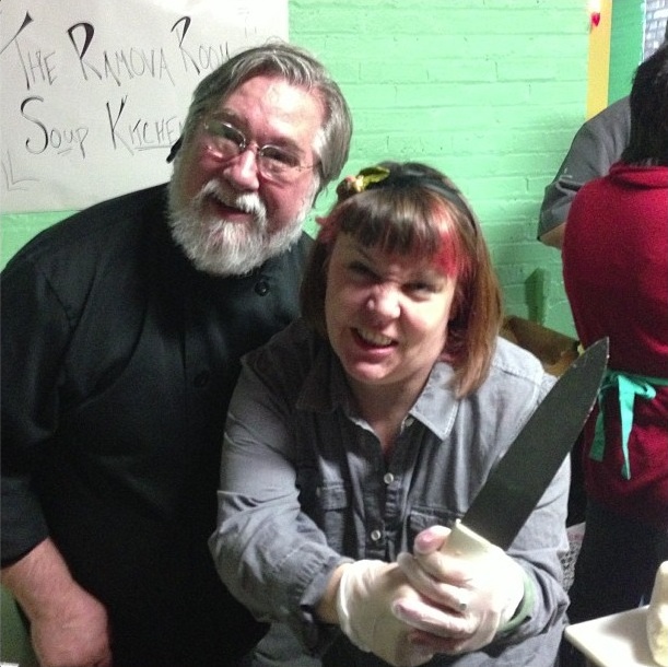 Cheesemonger Giles Schinerle with Suzanne Owen. (Photo credit: Ed Marszewski)