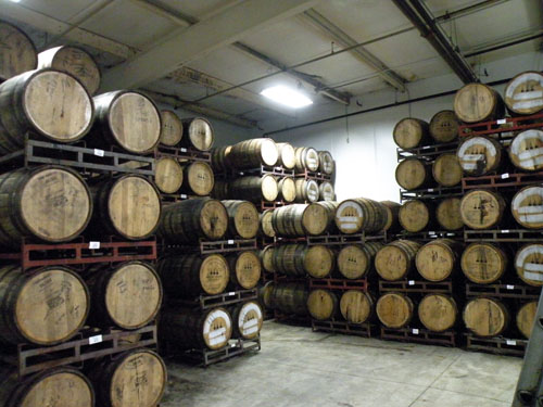 Heaven Hill casks in storage at the brewery for aging beer