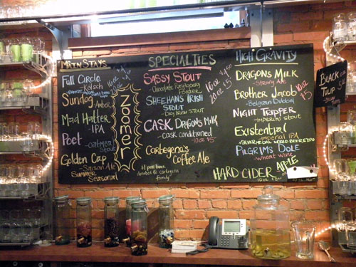 The beer menu at New Holland\'s brewpub.