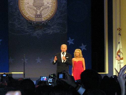 Vice President Joe Biden addresses the crowd, with wife Dr. Jill Jacobs-Biden.