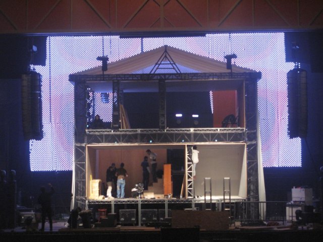 PRE-SHOW: Interior of the house constructed for Girl Talk\'s NYE show