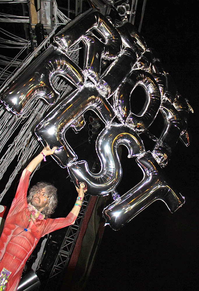 The Flaming Lips\' Wayne Coyne reps Riot Fest. Photo by Jessica Mlinaric.