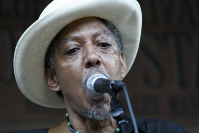Vernon Harrington performed with the Atomic Blues Band Sunday night.