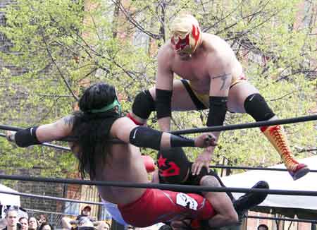 Lucha libre wrestlers performed many feats Saturday.
