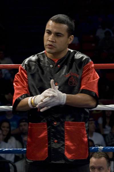 Jesus Chavez, cheering on his brother before the bout.