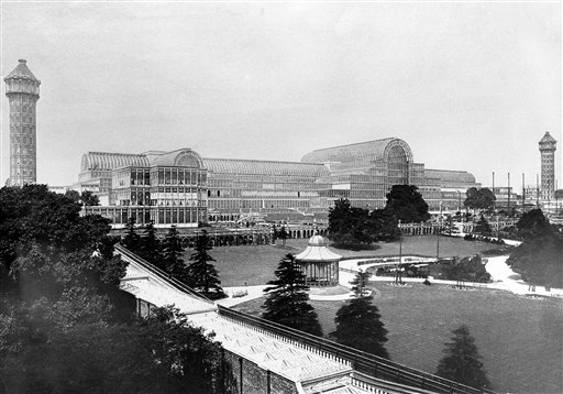 This is an undated file photo showing the Crystal Palace built for the Great Exhibition of 1851 in London, England. The palace, built entirely of cast iron and glass, was destroyed by a fire in 1936.
