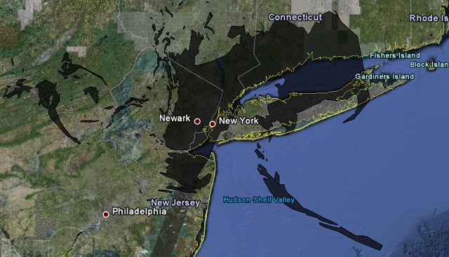 Size of the oil spill superimposed over the NYC area