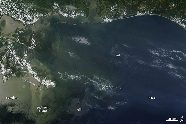 Satellite photo of oil spill taken June 7, 2010.
