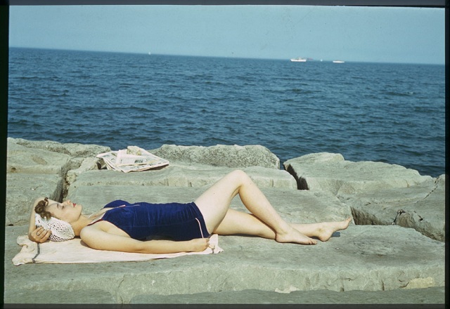Sun bather Promontory rocks, June 26, 1941