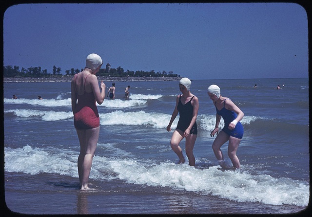 Bathers in surf off Jackson Park, July 4, 1941