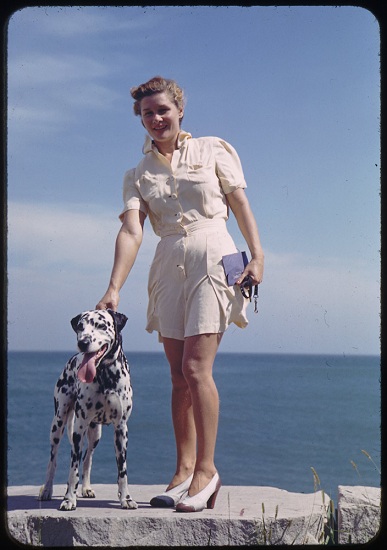 Blonde girl and dalmatian, 55th St. Promontory, August 1941