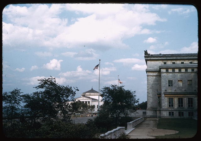 View east toward Shedd Aquarium past Nat. Hist. Museum from overpass, August 1944