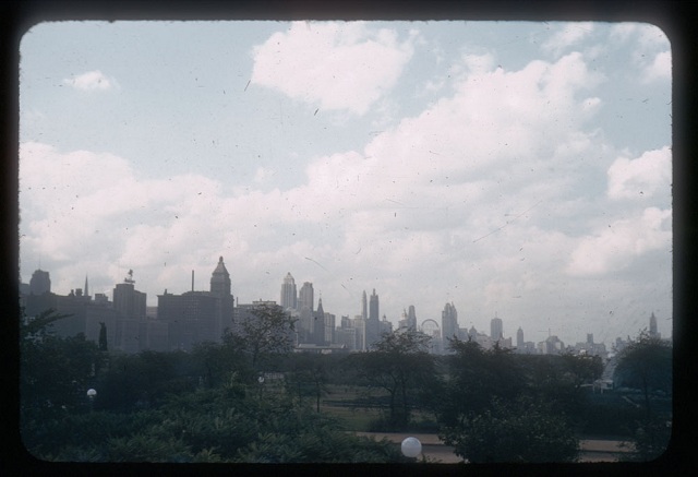 Loop skyline fron south end Grant Park, August 1944
