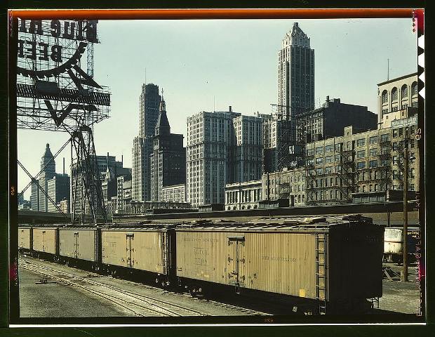 Illinois Central R.R., freight cars in South Water Street freight terminal, Chicago, Ill., 1943 April