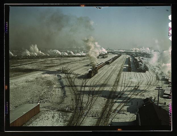 General view of one of the yards of the Chicago and Northwestern railroad, Chicago, Ill., 1942 Dec.