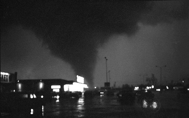 \"Portrait of a Killer\", Tornado, Oak Lawn, IL., 1967; This photo is \"the only known tornado photo of this event\"- NOAA (National Weather Service). The tornado was a rated F4 (207-264 mph winds), traveling 15 miles at a ground speed of 65mph and resulting in 33 deaths & 1000 injured. The deadliest tornado in recorded Chicago history.