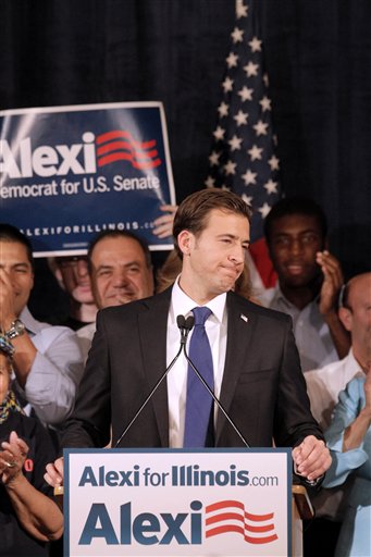 Democratic Senate candidate Alexi Giannoulias addresses supporters after conceding the race for President Obama\'s former seat to Republican challenger, Rep. Mark Kirk, Tuesday, Nov. 2, 2010, in Chicago.