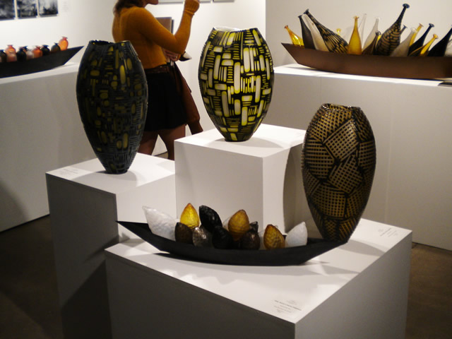 Vase on right: \<i\>Little Stitches\<\/i\> by Philip Baldwin and Monica Guggisberg, $11,200
