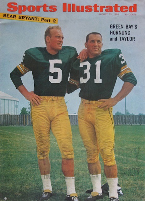 My favorite Green Bay day of all time came the summer morning of 1966  when I appeared at the North Central Airlines assigned by \<em\>Sports Illustrated\<\/em\> to shoot some formal portraits of the Green Bay team- principally Coach Vince Lombardi, quarterback Bart Starr, Cajun swamp-cat Jim Taylor, playboy Paul Horning and tough Forte-like  newcomer Jim Grabowski. The weather looked threatening, but traffic was rough and I arrived at 8:20 a.m. I hustled to the exit gate only to be told by a bored gatekeeper, \"The pilot thought no one else was coming- so there he goes...\" He waved towards the tarmac at the departing plane. I raced out the door and tried to flag down the pilot with two North Central clerks coming after me. The plane slowed, but the clerk waved him on and he departed. \"Call security!\" the other clerk yelled. \"Security, your ass !\" I cleverly riposted and set off across the tarmac to a commercial flying service. Some fifty minutes and $400 later a chartered plane landed me at Green Bay in time for my shoot. The cover had another half to it- becoming SI\'s very first fold-out cover (with Bart Starr and Jim Grabowski bringing up the rear page), a technique pioneered by Hugh Hefner with Bunnies. In those days I was writing a column for the \<em\>Des Plaines Journal\<\/em\>, and had the pleasure of writing how screwed up North Central Airlines was. I described some of the above and I also remember my first sentence: \"The symbol for North Central Airlines is a wild duck with its head seemingly detached from its body by a white neckband. I think I\'ve discovered why that is.\" Bottom line: North Central sent me an apology for leaving early, paid me $400 for my charter flight, and enclosed a round trip ticket to Green Bay. By the time they had filled in the neckband on their fleet so the head didn\'t look disembodied, they had gone belly-up for other cupidities.